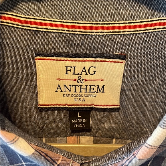 Men’s Flag & Anthem Plaid Button Down Shirt in Size Large - Picture 2 of 8